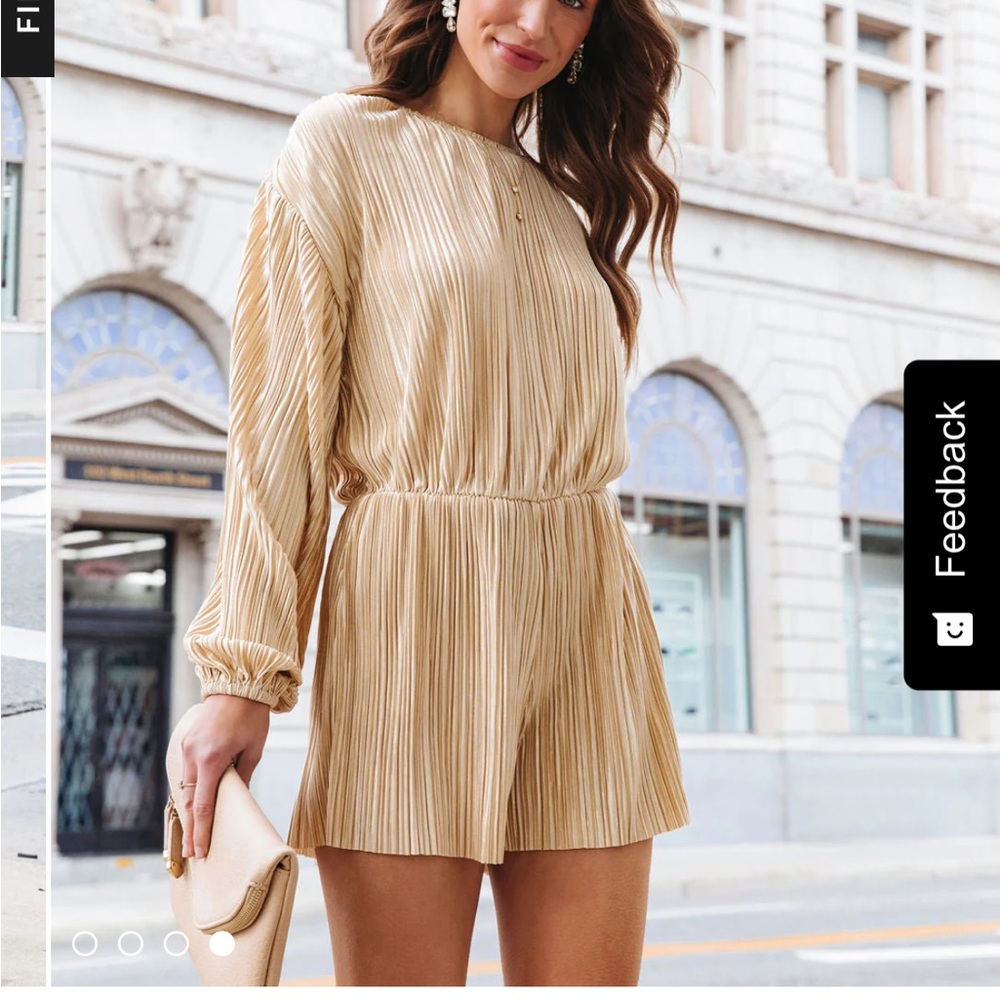 Metallic Gold Plisse Romper